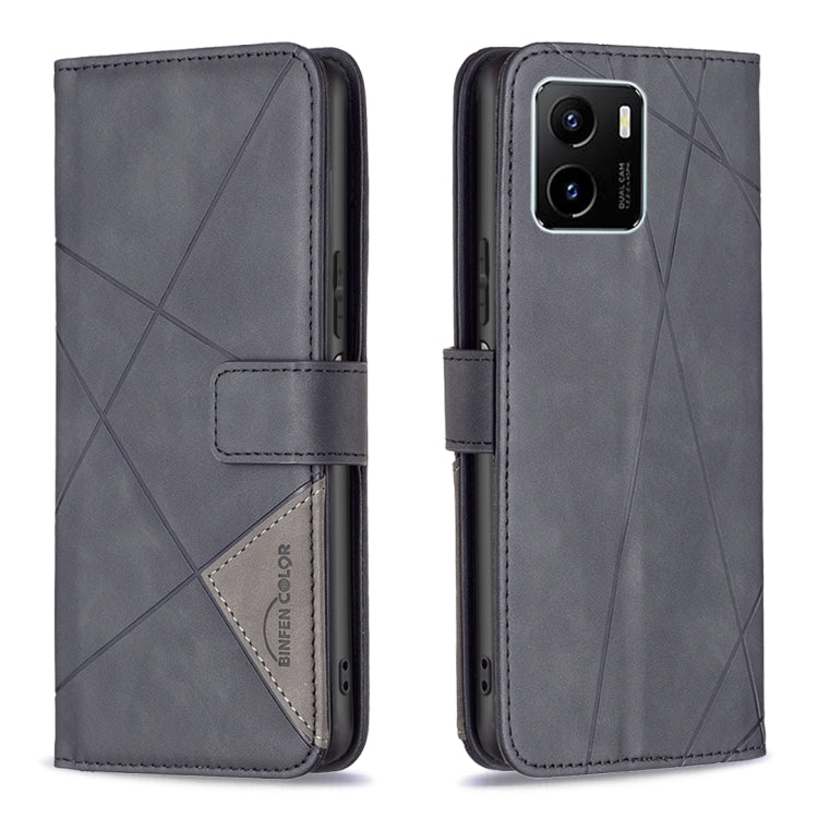 Custodia per cellulare in pelle a vibrazione orizzontale con fibbia magnetica a rombo, For vivo Y15s