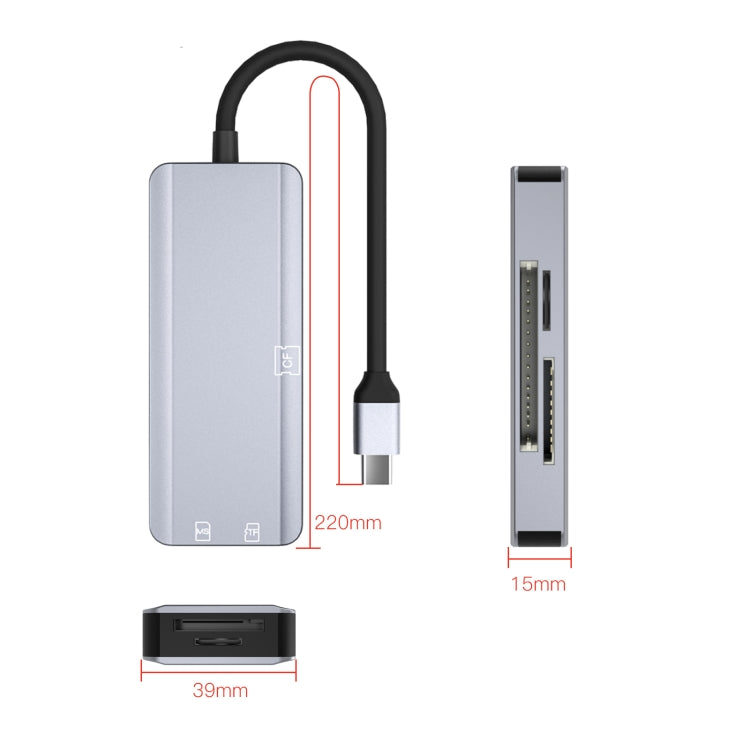 Adattatore 5 in 1 USB-C per schede SD MS M2 CF TF