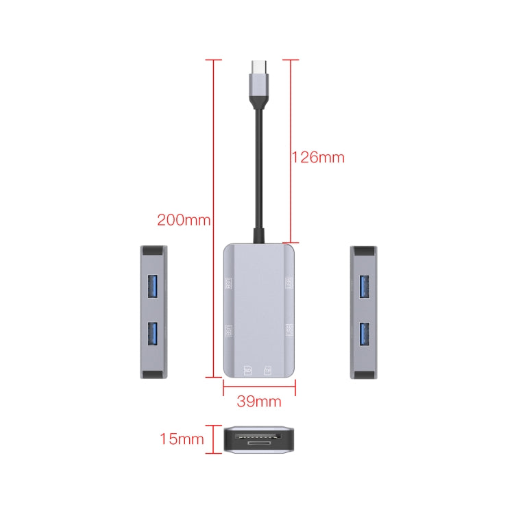 Hub USB-C 6 in 1 con slot SD, TF e 4 porte USB femmina