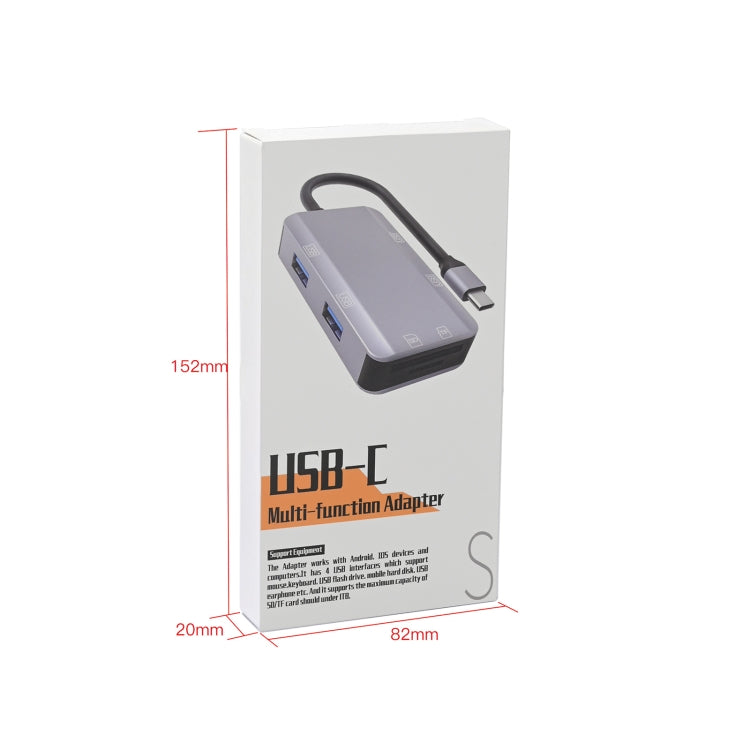 Hub USB-C 6 in 1 con slot SD, TF e 4 porte USB femmina