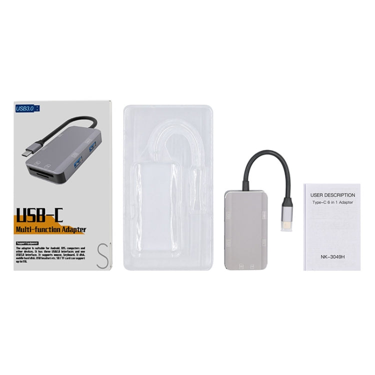 Adattatore USB-C 6 in 1 con slot SD, TF e USB