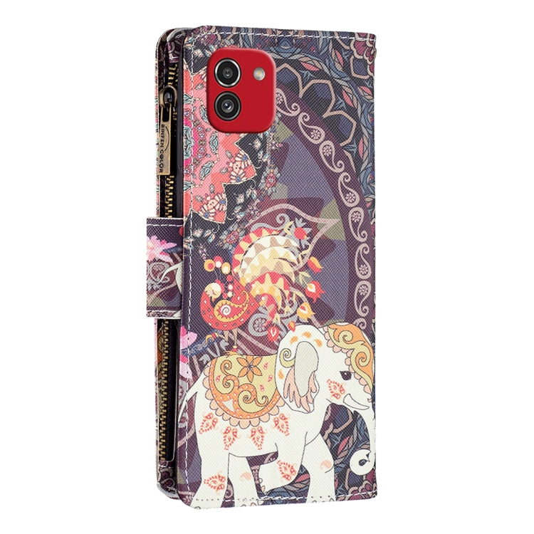 Custodia per telefono in pelle con cerniera con motivo a disegno colorato, For Samsung Galaxy A03 166mm