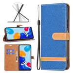 Custodia portafoglio in pelle color denim per Xiaomi Redmi Note 1