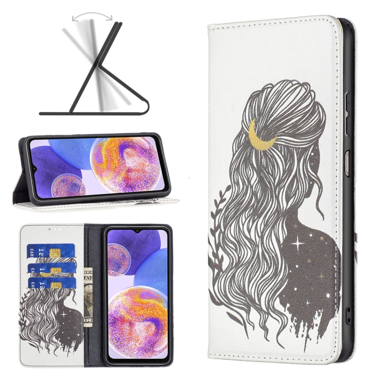 Custodia per telefono in pelle verniciata magnetica invisibile, For Samsung Galaxy A23 5G