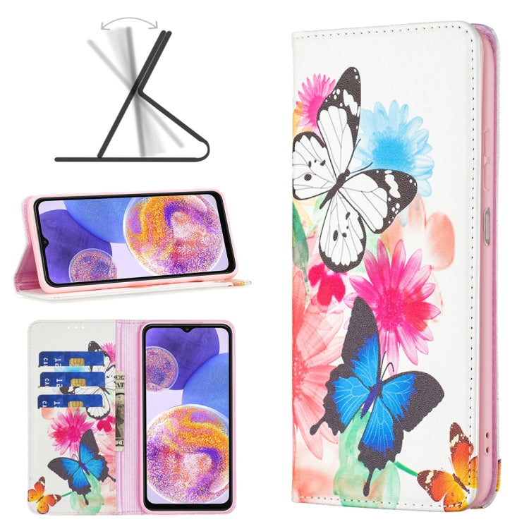 Custodia per telefono in pelle verniciata magnetica invisibile, For Samsung Galaxy A23 5G