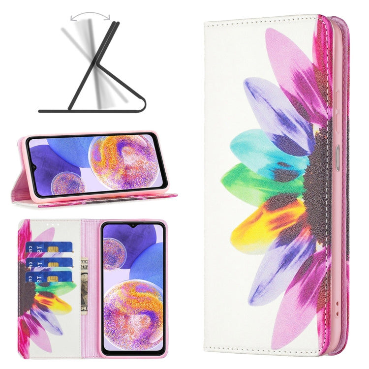 Custodia per telefono in pelle verniciata magnetica invisibile, For Samsung Galaxy A23 5G