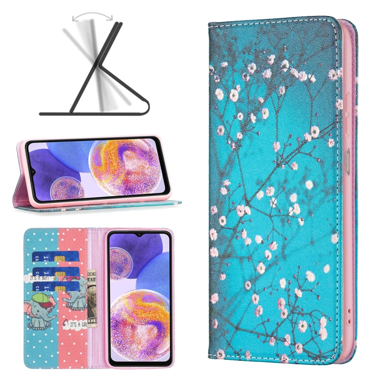 Custodia per telefono in pelle verniciata magnetica invisibile, For Samsung Galaxy A23 5G