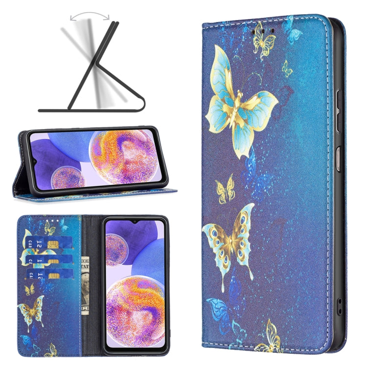Custodia per telefono in pelle verniciata magnetica invisibile, For Samsung Galaxy A23 5G