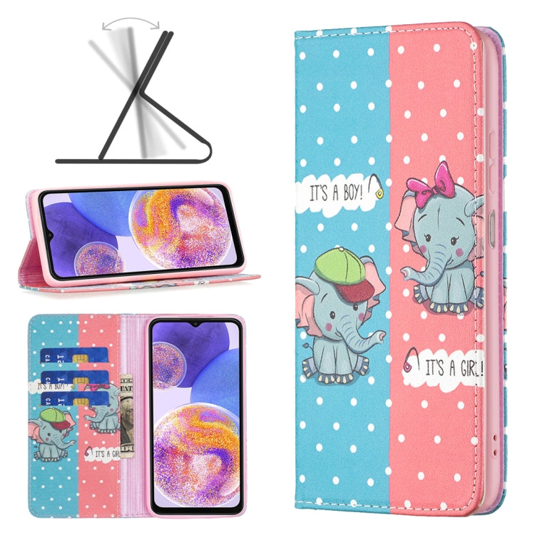 Custodia per telefono in pelle verniciata magnetica invisibile, For Samsung Galaxy A23 5G
