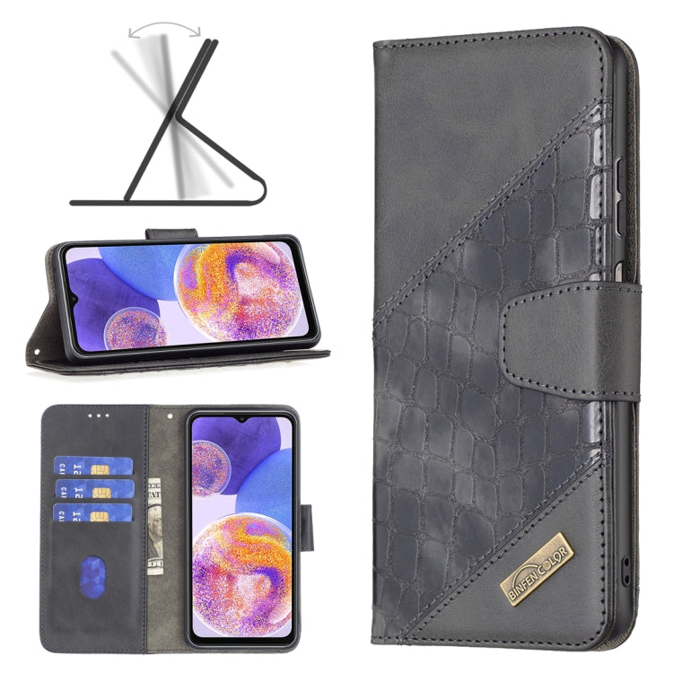 Custodia per cellulare in pelle di coccodrillo di colore abbinato, For Samsung Galaxy A23 5G