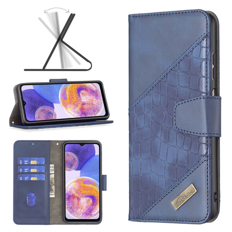 Custodia per cellulare in pelle di coccodrillo di colore abbinato, For Samsung Galaxy A23 5G