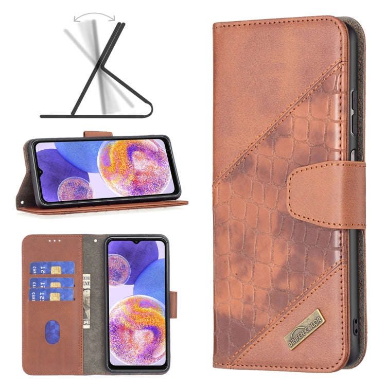 Custodia per cellulare in pelle di coccodrillo di colore abbinato, For Samsung Galaxy A23 5G
