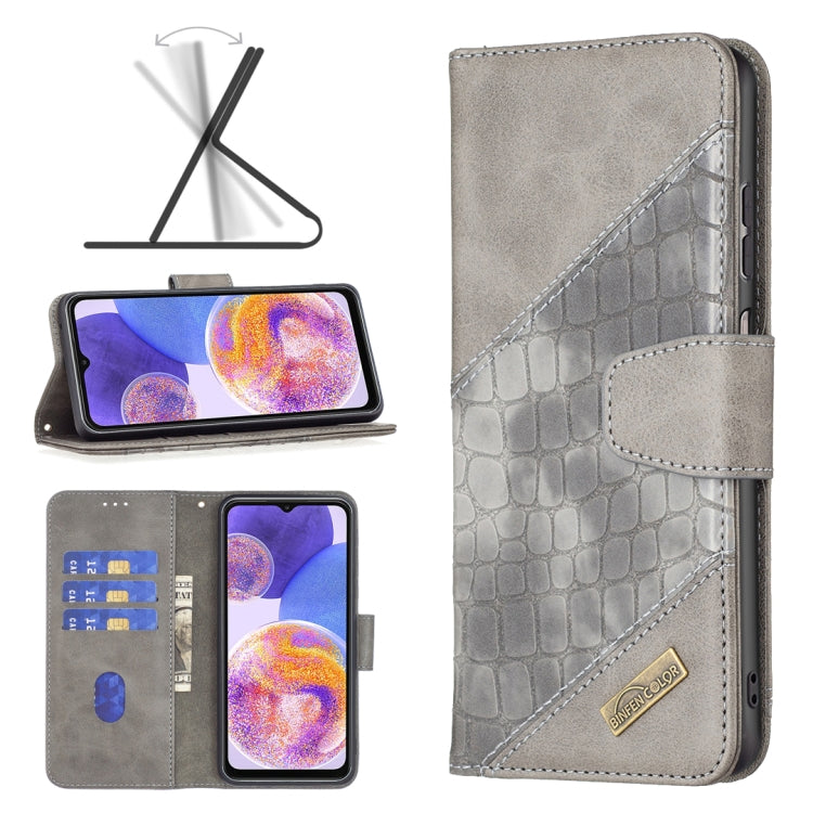 Custodia per cellulare in pelle di coccodrillo di colore abbinato, For Samsung Galaxy A23 5G