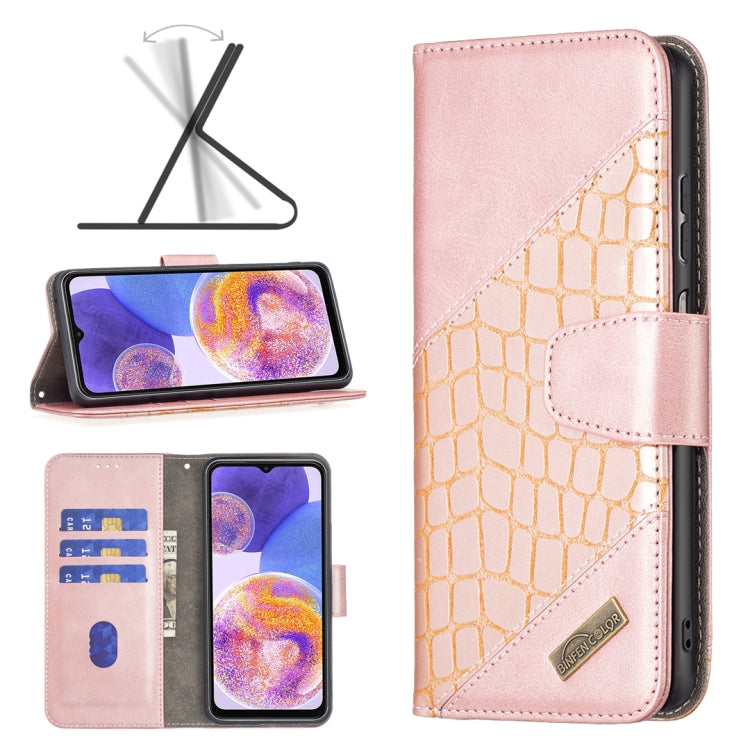 Custodia per cellulare in pelle di coccodrillo di colore abbinato, For Samsung Galaxy A23 5G