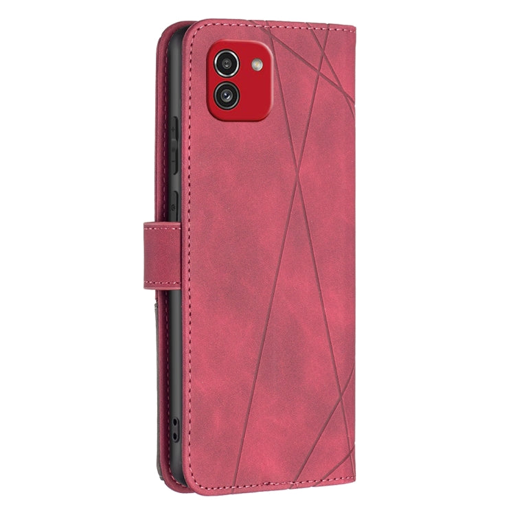 BF05 Custodia per telefono in pelle con struttura a rombo con fibbia magnetica, For Samsung Galaxy A03 166mm