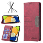 BF10 Custodia per telefono in pelle con vibrazione magnetica a blocchi di colore, For Samsung Galaxy A03 166mm