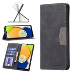 BF10 Custodia per telefono in pelle con vibrazione magnetica a blocchi di colore, For Samsung Galaxy A03 166mm