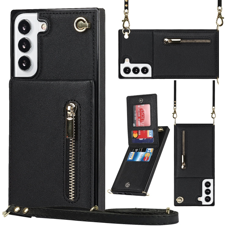 Custodia per telefono con borsa porta carte con cerniera quadrata a tracolla, For Samsung Galaxy S22 5G, For Samsung Galaxy S22+ 5G, For Samsung Galaxy S22 Ultra 5G, For Samsung Galaxy S21 FE 5G