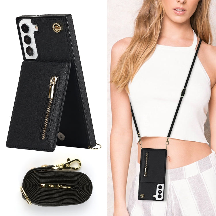 Custodia per telefono con borsa porta carte con cerniera quadrata a tracolla, For Samsung Galaxy S22 5G, For Samsung Galaxy S22+ 5G, For Samsung Galaxy S22 Ultra 5G, For Samsung Galaxy S21 FE 5G