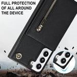 Custodia per telefono con borsa porta carte con cerniera quadrata a tracolla, For Samsung Galaxy S22 5G, For Samsung Galaxy S22+ 5G, For Samsung Galaxy S22 Ultra 5G, For Samsung Galaxy S21 FE 5G