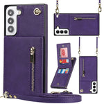 Custodia per telefono con borsa porta carte con cerniera quadrata a tracolla, For Samsung Galaxy S22 5G, For Samsung Galaxy S22+ 5G, For Samsung Galaxy S22 Ultra 5G, For Samsung Galaxy S21 FE 5G