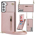 Custodia per telefono con borsa porta carte con cerniera quadrata a tracolla, For Samsung Galaxy S22 5G, For Samsung Galaxy S22+ 5G, For Samsung Galaxy S22 Ultra 5G, For Samsung Galaxy S21 FE 5G