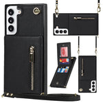 Custodia per telefono con borsa porta carte con cerniera quadrata a tracolla, For Samsung Galaxy S22 5G, For Samsung Galaxy S22+ 5G, For Samsung Galaxy S22 Ultra 5G, For Samsung Galaxy S21 FE 5G