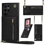 Custodia per telefono con borsa porta carte con cerniera quadrata a tracolla, For Samsung Galaxy S22 5G, For Samsung Galaxy S22+ 5G, For Samsung Galaxy S22 Ultra 5G, For Samsung Galaxy S21 FE 5G