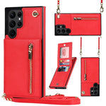 Custodia per telefono con borsa porta carte con cerniera quadrata a tracolla, For Samsung Galaxy S22 5G, For Samsung Galaxy S22+ 5G, For Samsung Galaxy S22 Ultra 5G, For Samsung Galaxy S21 FE 5G