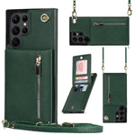 Custodia per telefono con borsa porta carte con cerniera quadrata a tracolla, For Samsung Galaxy S22 5G, For Samsung Galaxy S22+ 5G, For Samsung Galaxy S22 Ultra 5G, For Samsung Galaxy S21 FE 5G