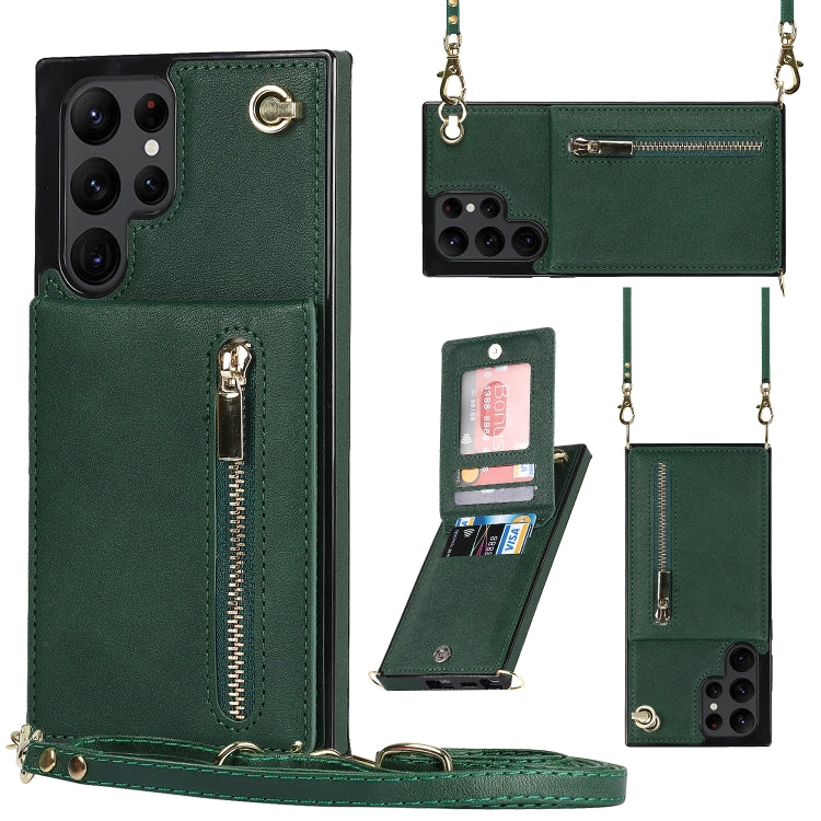 Custodia per telefono con borsa porta carte con cerniera quadrata a tracolla, For Samsung Galaxy S22 5G, For Samsung Galaxy S22+ 5G, For Samsung Galaxy S22 Ultra 5G, For Samsung Galaxy S21 FE 5G