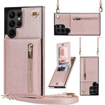 Custodia per telefono con borsa porta carte con cerniera quadrata a tracolla, For Samsung Galaxy S22 5G, For Samsung Galaxy S22+ 5G, For Samsung Galaxy S22 Ultra 5G, For Samsung Galaxy S21 FE 5G