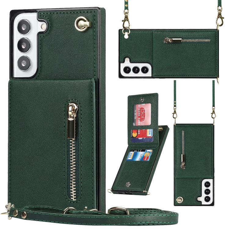 Custodia per telefono con borsa porta carte con cerniera quadrata a tracolla, For Samsung Galaxy S22 5G, For Samsung Galaxy S22+ 5G, For Samsung Galaxy S22 Ultra 5G, For Samsung Galaxy S21 FE 5G