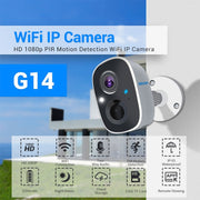 Telecamera WiFi a infrarossi per visione notturna con riconoscimento AI Full HD 1080P ricaricabile ESCAM G14, G14