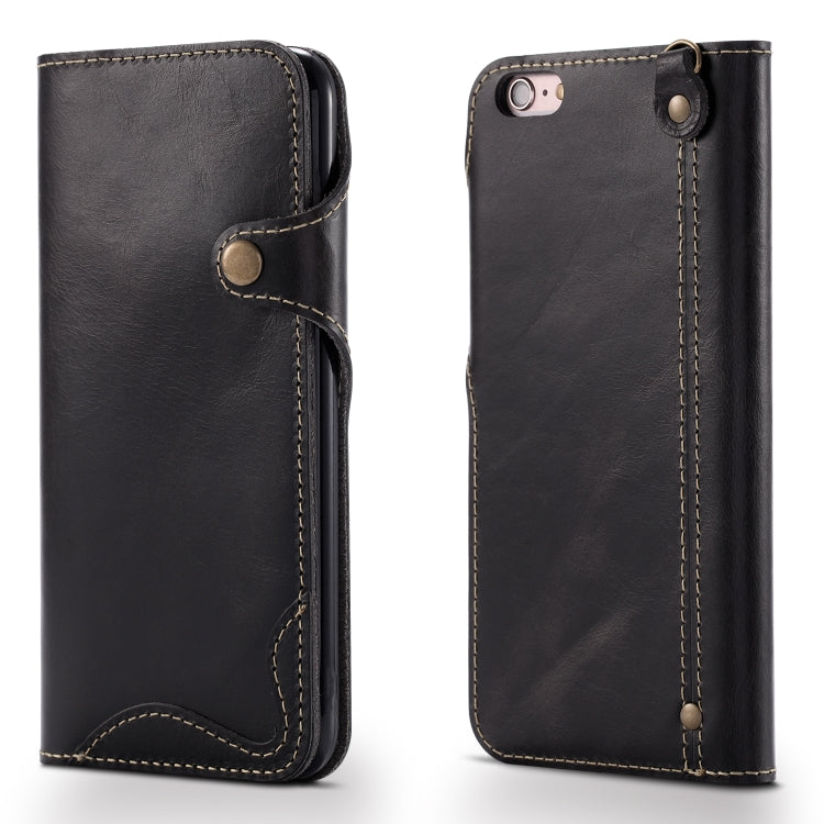 Custodia in pelle con bottoni magnetici per smartphone