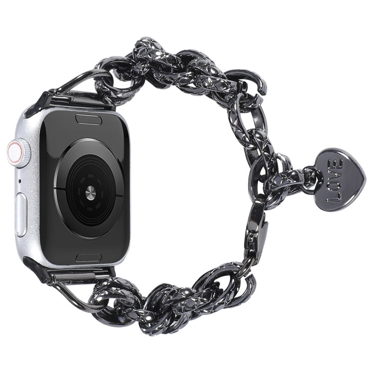 Cinturino con ciondolo a forma di cuore in acciaio inossidabile per la serie Apple Watch, 7 41mm / 6&SE&5&4 40mm / 3&2&1 38mm, 7 45mm / 6&SE&5&4 44mm / 3&2&1 42mm