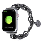 Cinturino con ciondolo a forma di cuore in acciaio inossidabile per la serie Apple Watch, 7 41mm / 6&SE&5&4 40mm / 3&2&1 38mm, 7 45mm / 6&SE&5&4 44mm / 3&2&1 42mm