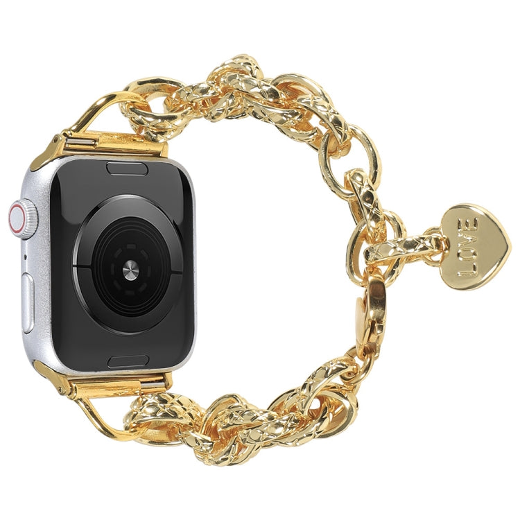 Cinturino con ciondolo a forma di cuore in acciaio inossidabile per la serie Apple Watch, 7 41mm / 6&SE&5&4 40mm / 3&2&1 38mm, 7 45mm / 6&SE&5&4 44mm / 3&2&1 42mm
