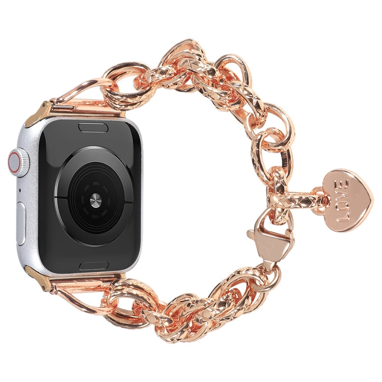 Cinturino con ciondolo a forma di cuore in acciaio inossidabile per la serie Apple Watch, 7 41mm / 6&SE&5&4 40mm / 3&2&1 38mm, 7 45mm / 6&SE&5&4 44mm / 3&2&1 42mm