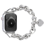 Cinturino con ciondolo a forma di cuore in acciaio inossidabile per la serie Apple Watch, 7 41mm / 6&SE&5&4 40mm / 3&2&1 38mm, 7 45mm / 6&SE&5&4 44mm / 3&2&1 42mm