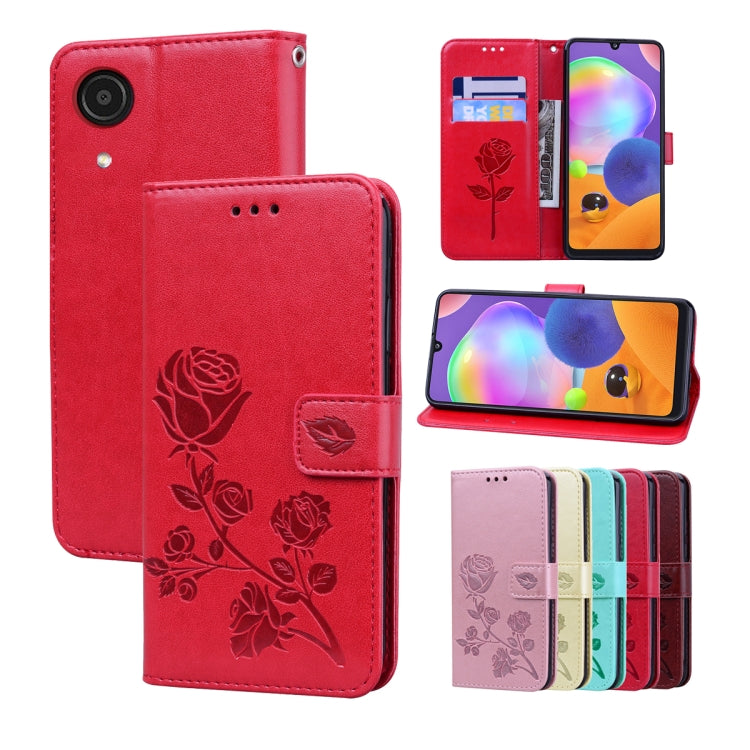 Custodia per telefono in pelle goffrata rosa, For Samsung Galaxy A03 Core, For Samsung Galaxy A03s 164mm, For Samsung Galaxy A03 164mm, For Samsung Galaxy A33 5G