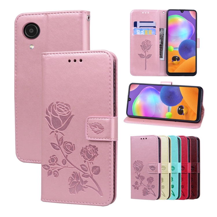 Custodia per telefono in pelle goffrata rosa, For Samsung Galaxy A03 Core, For Samsung Galaxy A03s 164mm, For Samsung Galaxy A03 164mm, For Samsung Galaxy A33 5G