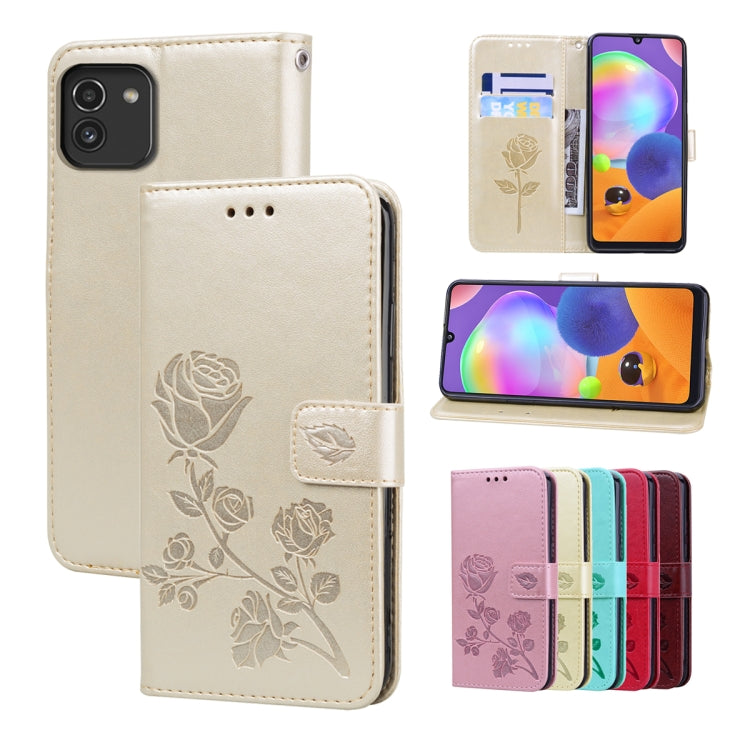 Custodia per telefono in pelle goffrata rosa, For Samsung Galaxy A03 Core, For Samsung Galaxy A03s 164mm, For Samsung Galaxy A03 164mm, For Samsung Galaxy A33 5G