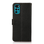 KHAZNEH Custodia per telefono RFID in vera pelle Litchi magnetica laterale, For Motorola Moto G22