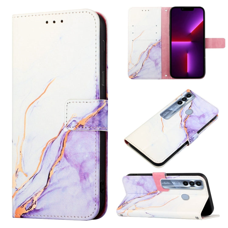Cassa del telefono di cuoio di vibrazione del modello di marmo PT003, For Tecno Spark 7, For Tecno Spark 7 Pro, For Tecno Spark 8, For itel S16 Pro