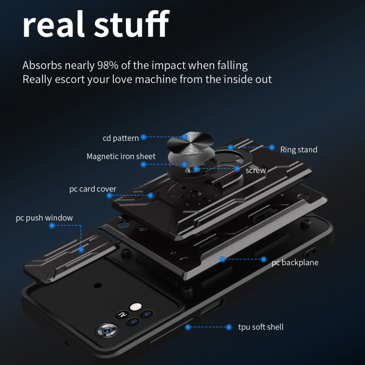 Custodia per telefono scorrevole Camshield TPU + PC con slot per schede, For Xiaomi Poco X4 Pro 5G