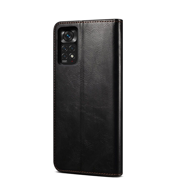 Custodia per telefono in pelle con trama di cavallo pazzo in cera d'olio, For Xiaomi Poco X4 Pro 5G