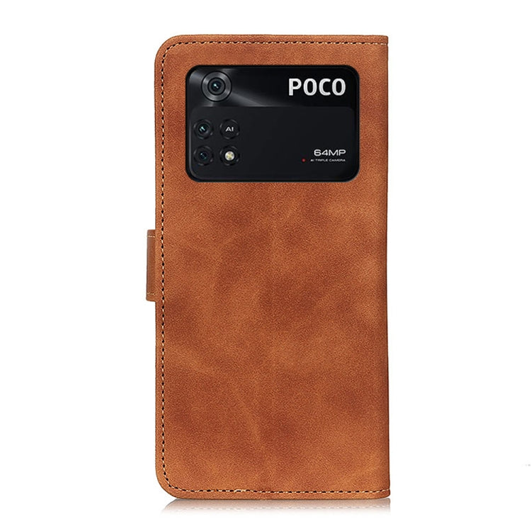 KHAZNEH Custodia per cellulare in pelle con vibrazione orizzontale a trama retrò, For Xiaomi Poco M4 Pro 4G