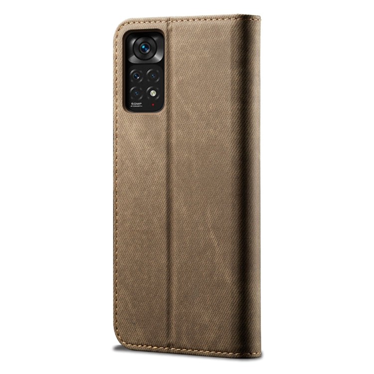 Custodia per telefono in pelle con texture denim, For Xiaomi Poco X4 Pro 5G
