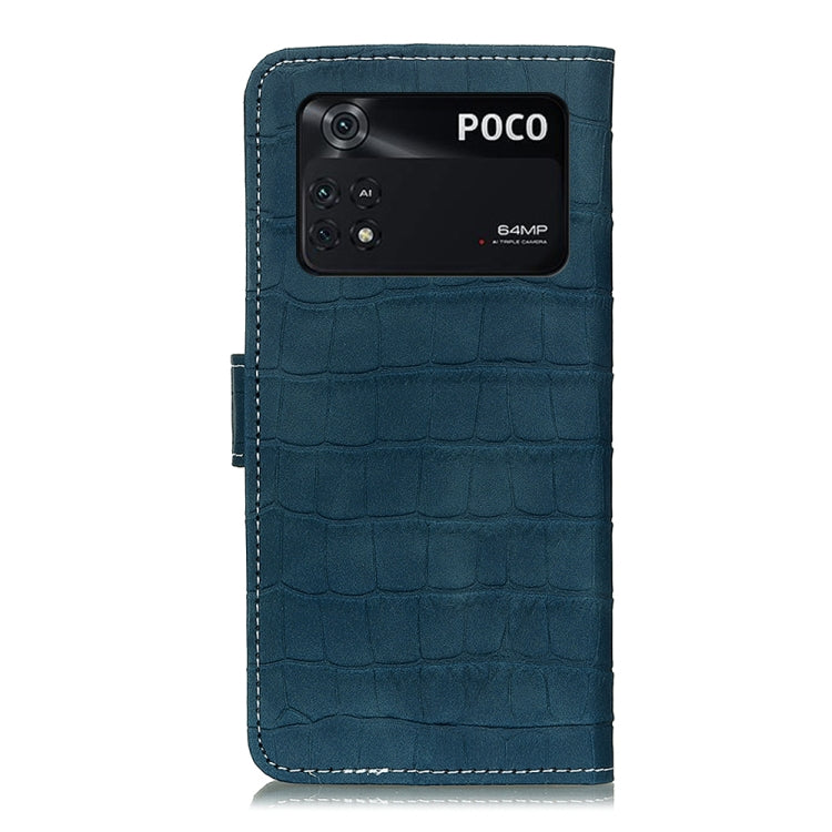 Custodia per telefono in pelle a vibrazione orizzontale con struttura in coccodrillo magnetica, For Xiaomi Poco M4 Pro 4G